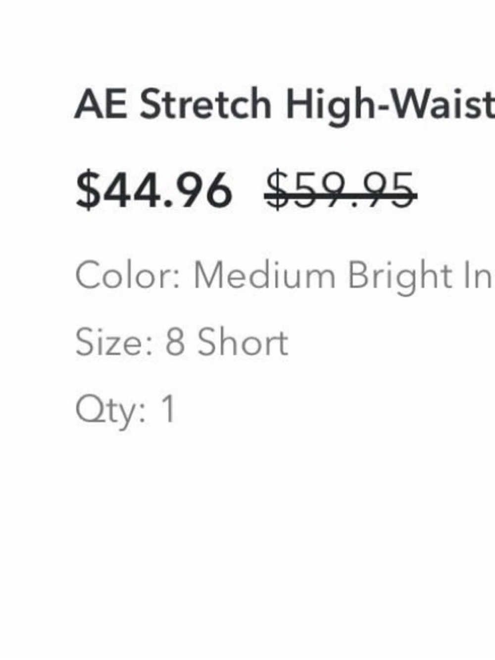 American Eagle Stretch High-Waisted Skinny Kick Jean - Size 8 Short